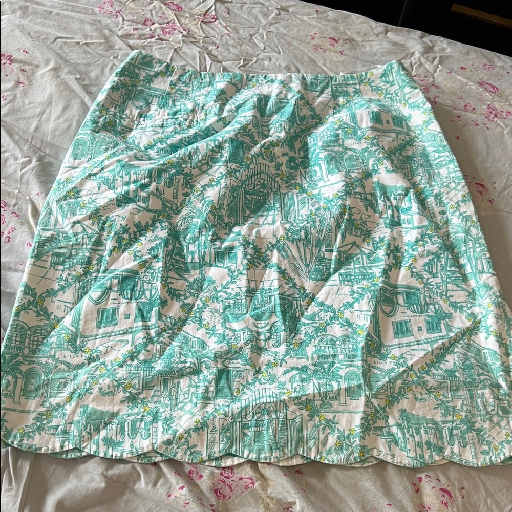 Lilly Pulitzer Teal and White A-Line Skirt